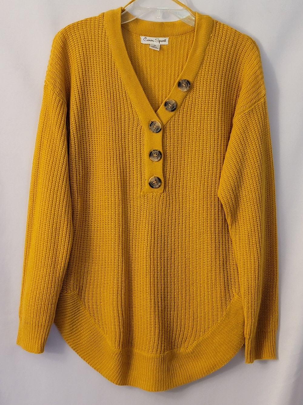 Caren Sport Button-Front V-Neck Sweater Size 2X
